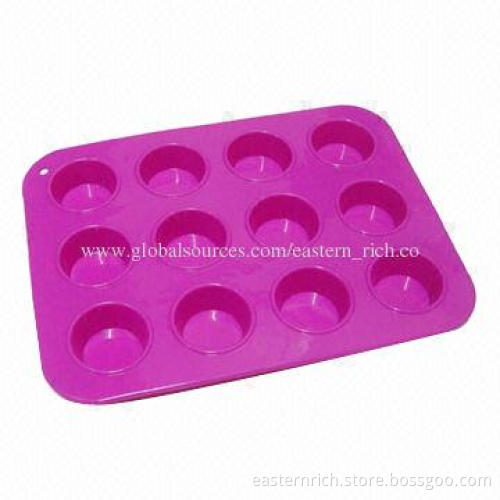 Silicone bakeware, 12 cups, sized 23.4x17.5x2.0cm, cup Φ4cm